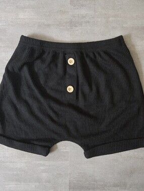 Toddler Boy Girl Boho Waffle Knit Bummies Black Harem Drop Summer Shorts 18-24M